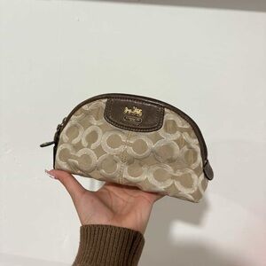 Coach Tan and Brown Monogram Pouch